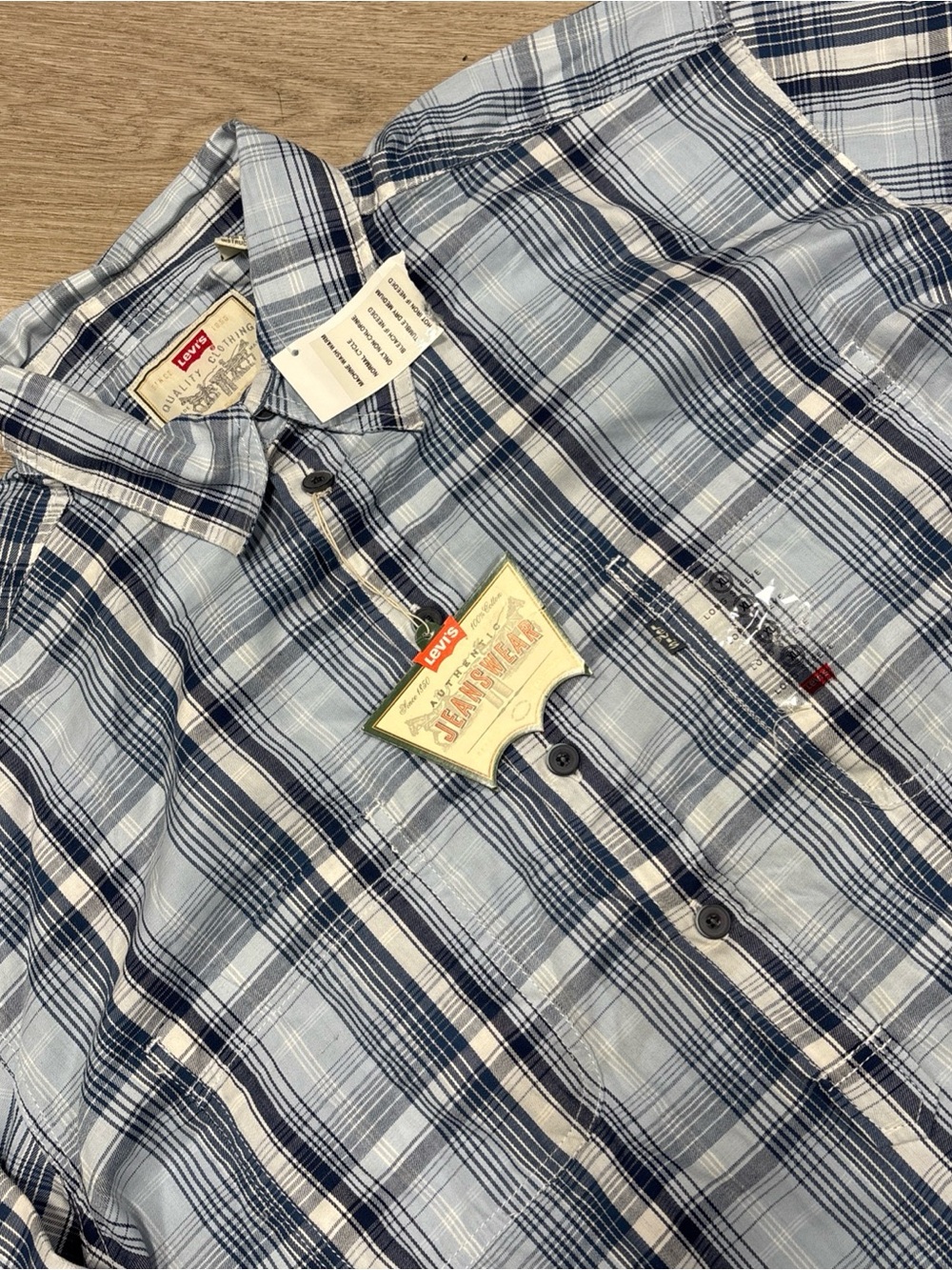 Levi’s Vintage Clothing Sunset Two Pocket Pop-over Blue Plaid Shirt Mens XL